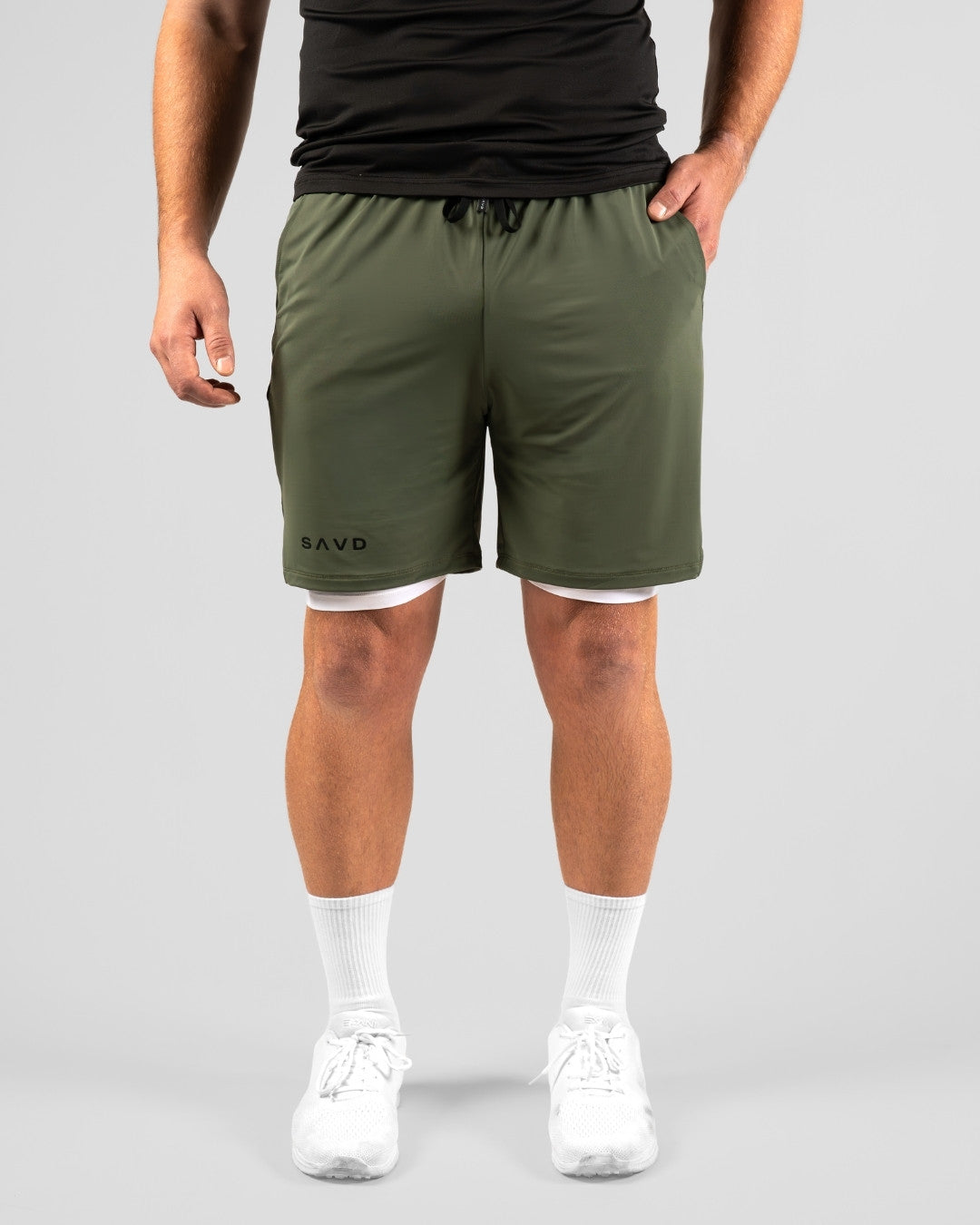 'Minimal Cross' Men's Performance Shorts – Khaki Green