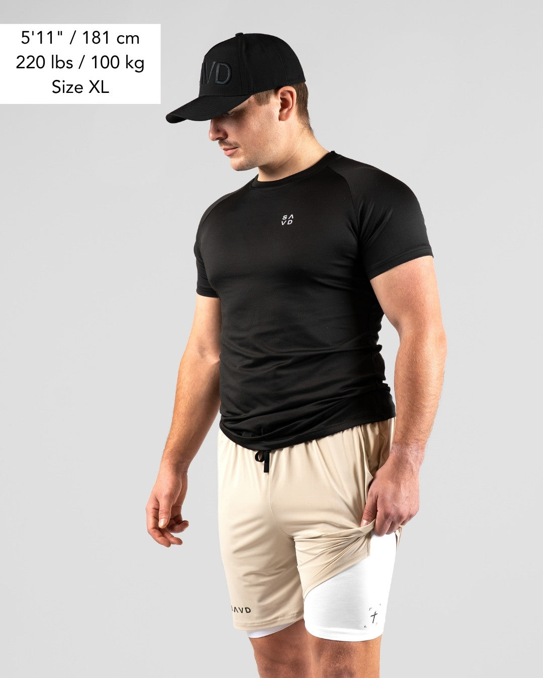 'Minimal Cross' Men's Performance Shorts – Taupe
