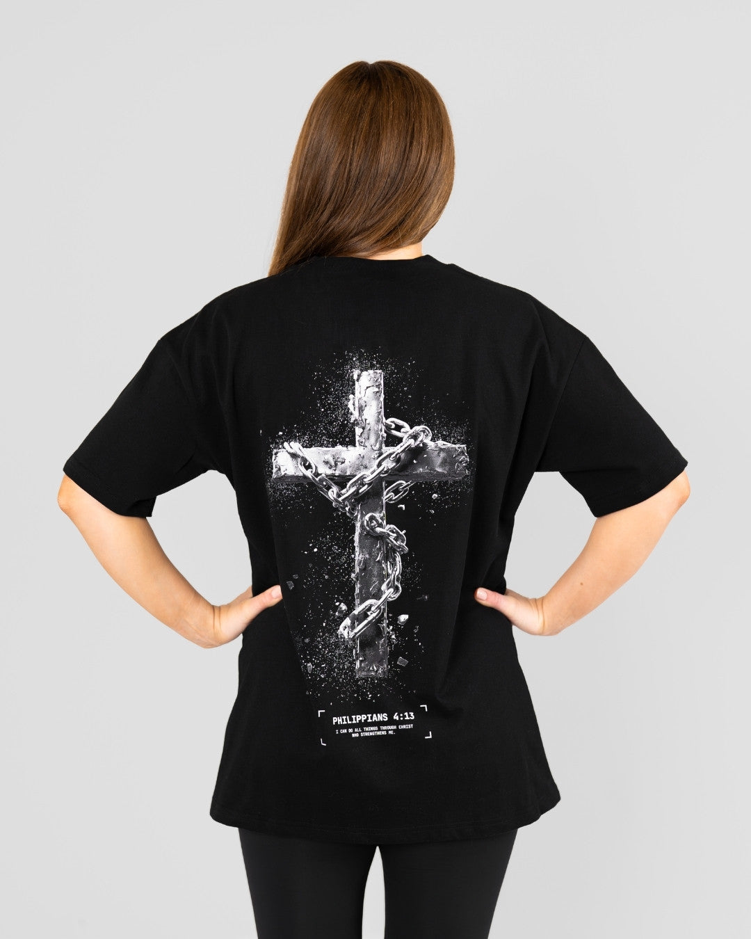 Philippians 4:13 'Chained Cross' Women's Oversized T-Shirt