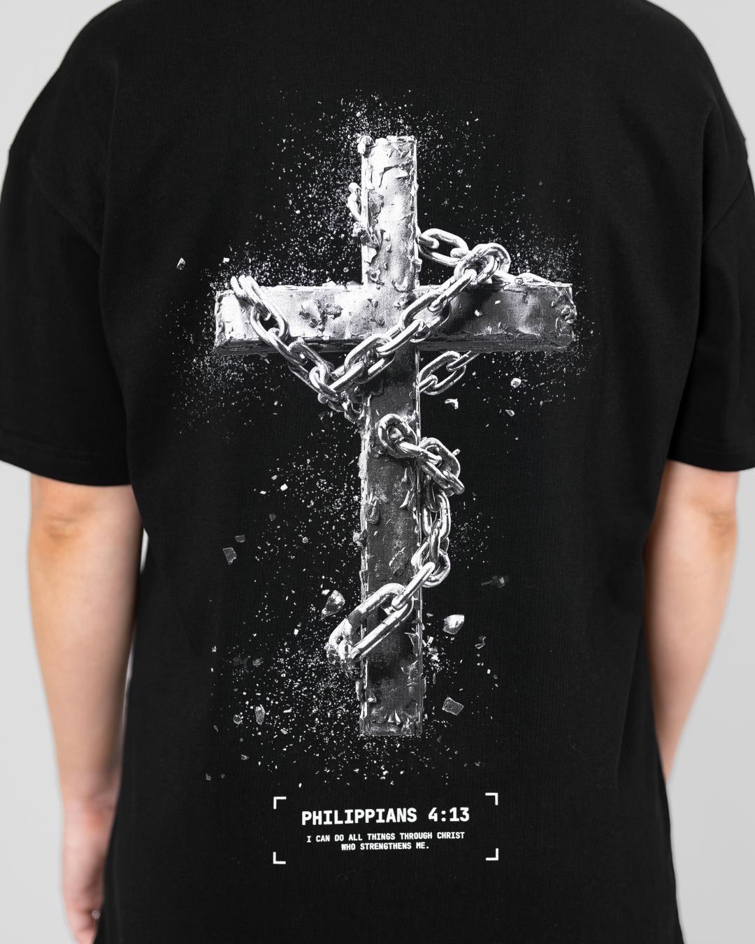 Philippians 4:13 'Chained Cross' Women's Oversized T-Shirt