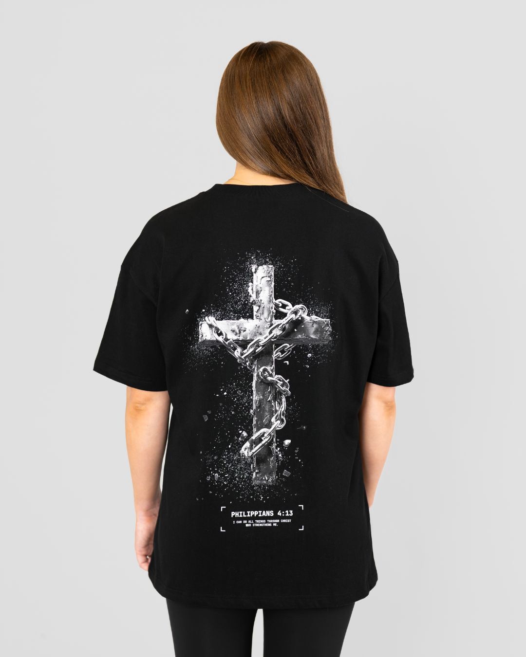 Philippians 4:13 'Chained Cross' Women's Oversized T-Shirt