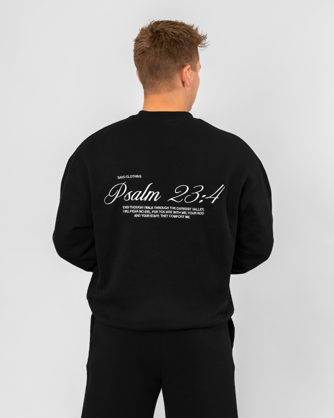 Psalm 23:4 Oversized Crewneck - Black