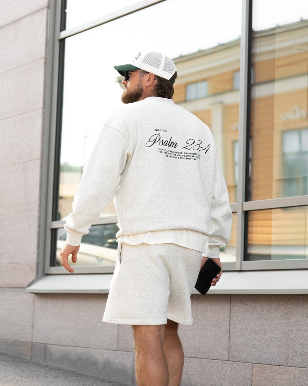 Psalm 23:4 Oversized Crewneck - Grey