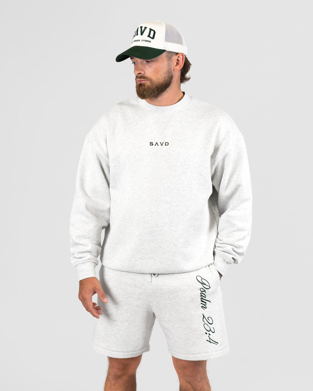 Psalm 23:4 Oversized Crewneck - Grey