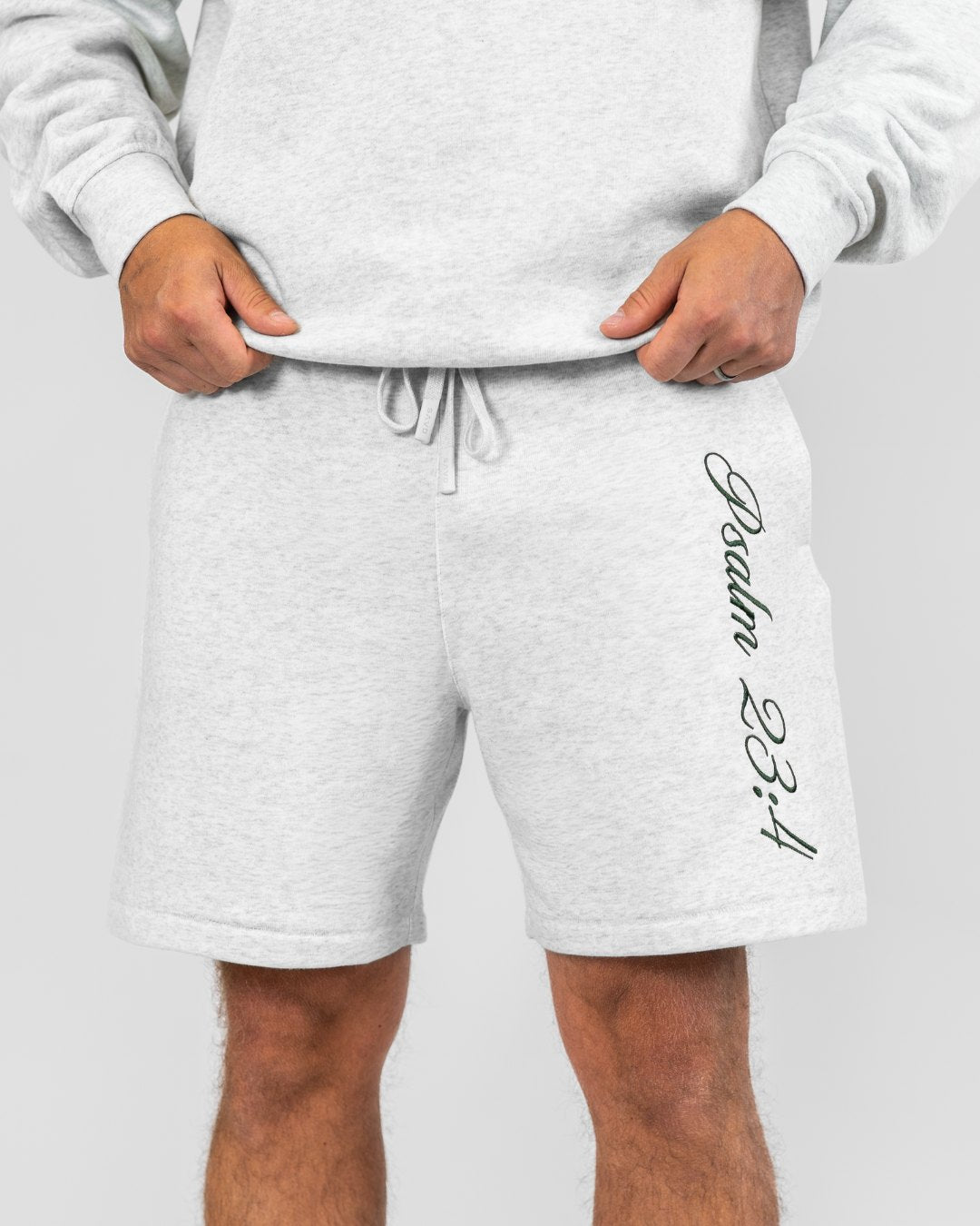 Psalm 23:4 Sweat Shorts - Grey