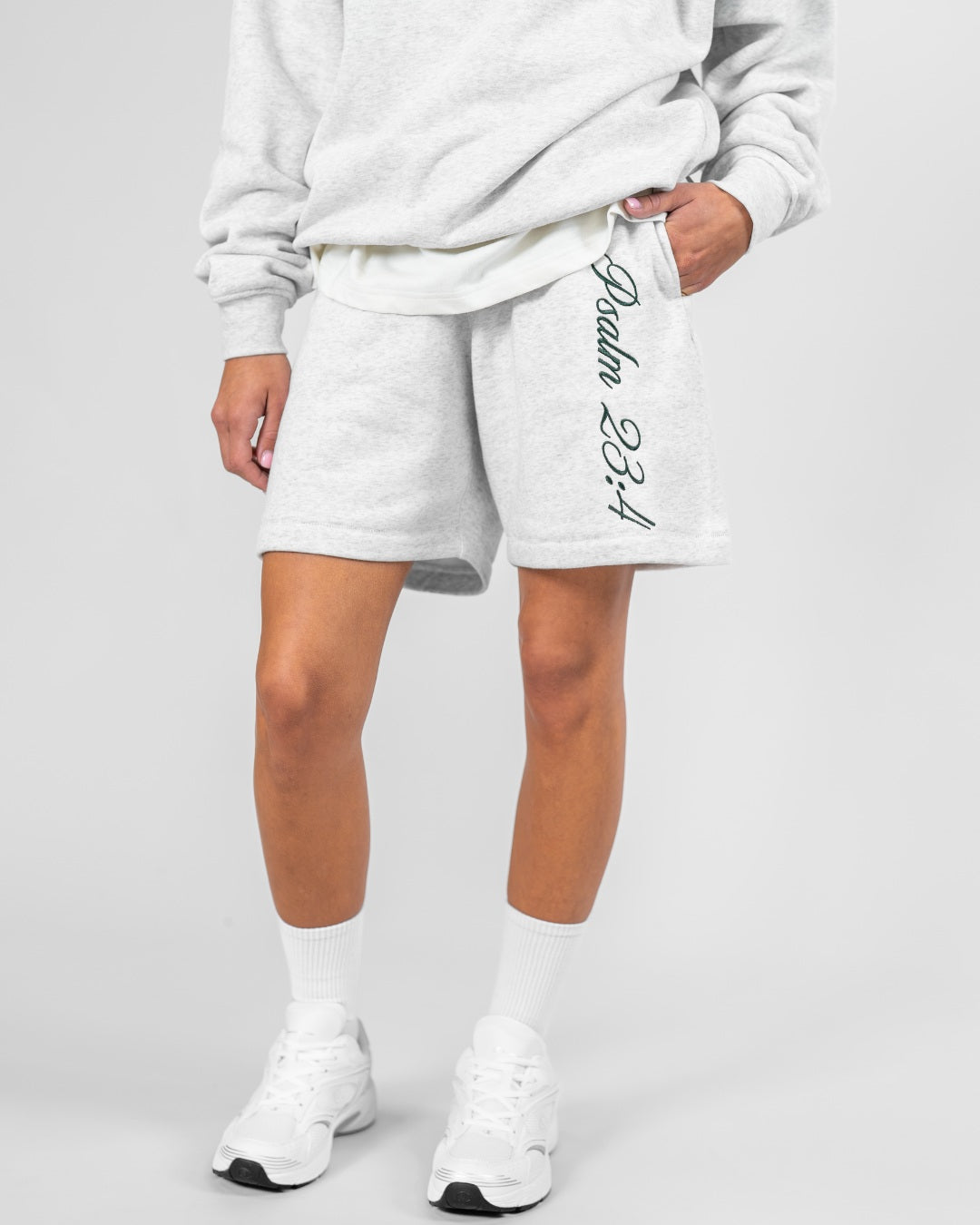 Psalm 23:4 Sweat Shorts - Grey